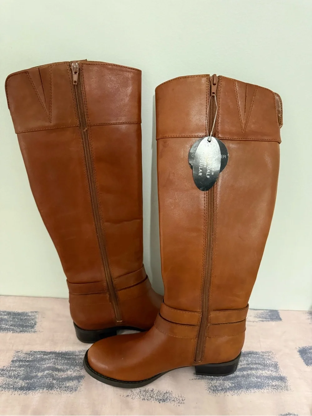 INC International Concepts Brown Leather Knee-High Riding Boots